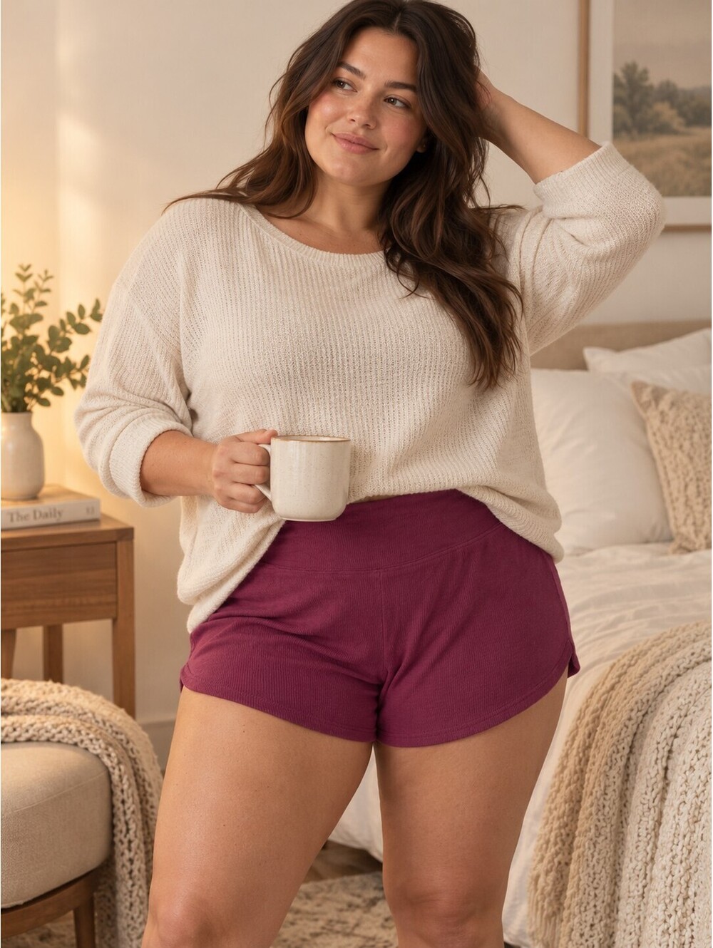 Athleta Well Rested Rib Sleep Short Deep Burgundy Size Small - NWT
